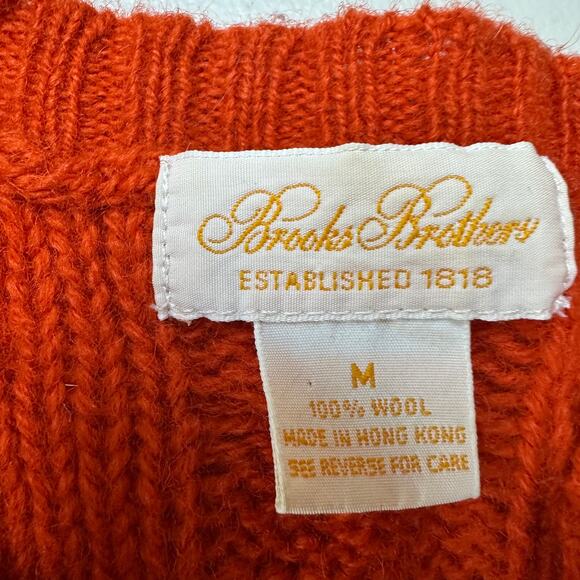 Brooks Brothers Chunky Cable‎ Knit Wool Pullover Sweater Orange Size Medium - Picture 7 of 8